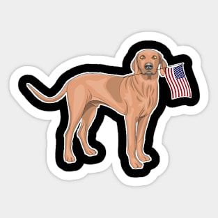 American Flag Vizsla Dog Love Sticker